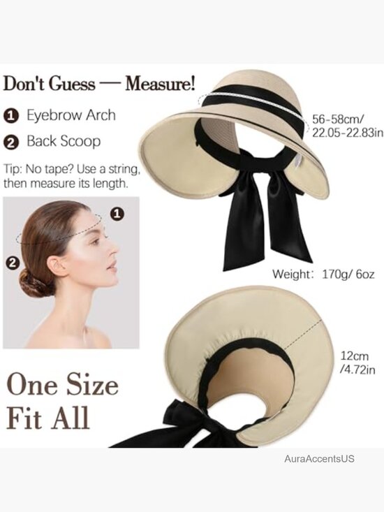 Wide Brim Sun Hat Packable Roll Up UV Protection Adjustable Ponytail Hat main image 3
